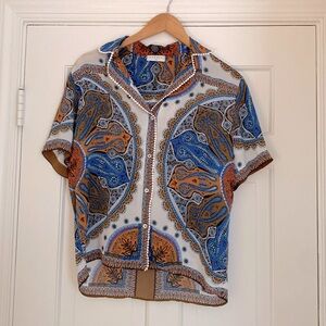 Sandro Paris Silky Paisley Blouse - Size S